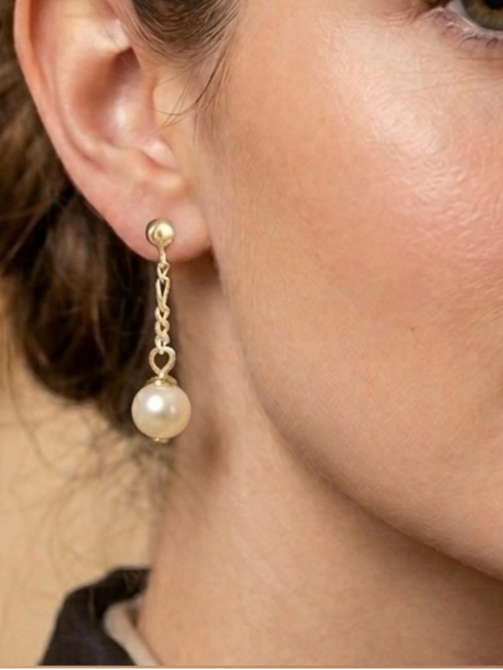 14kt Yellow Gold Chain and Pearl Dangle Earrings, 1.49g